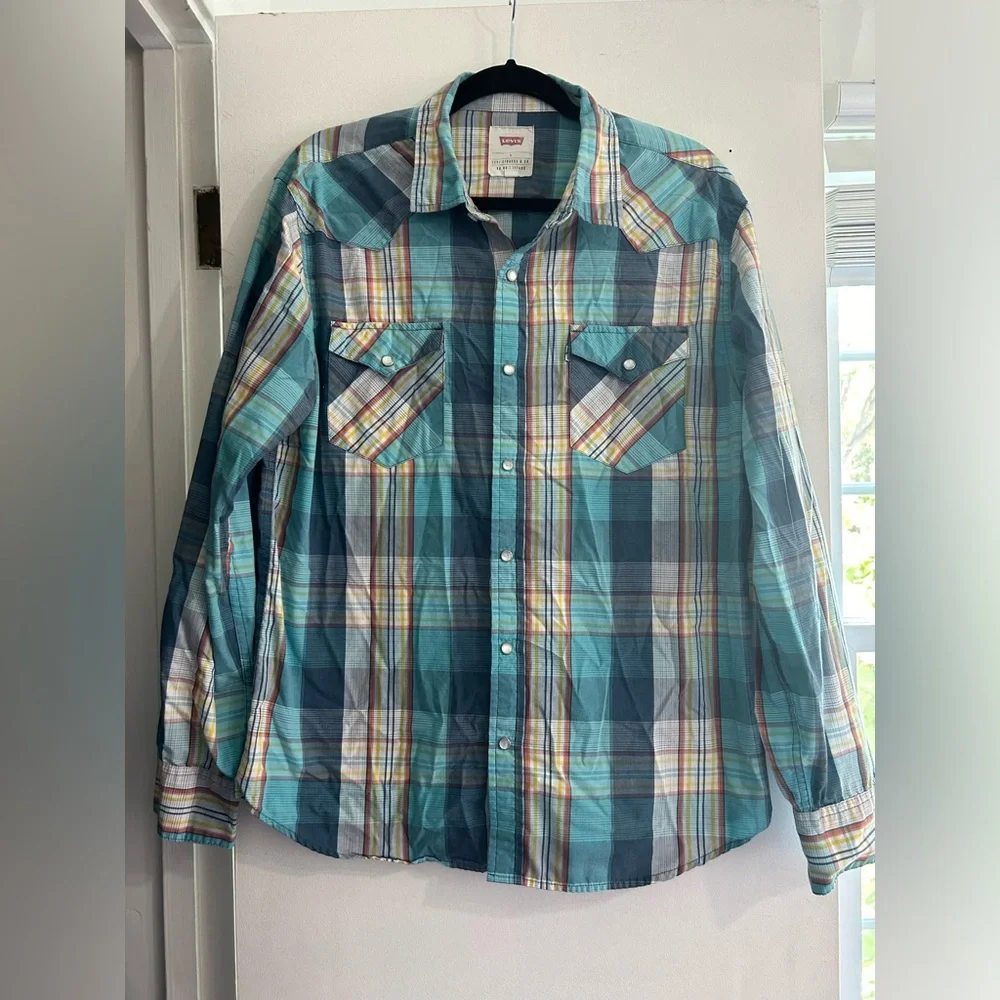 Levi's Men's Multicolored Plaid Button Down Long Sleeve Shirt